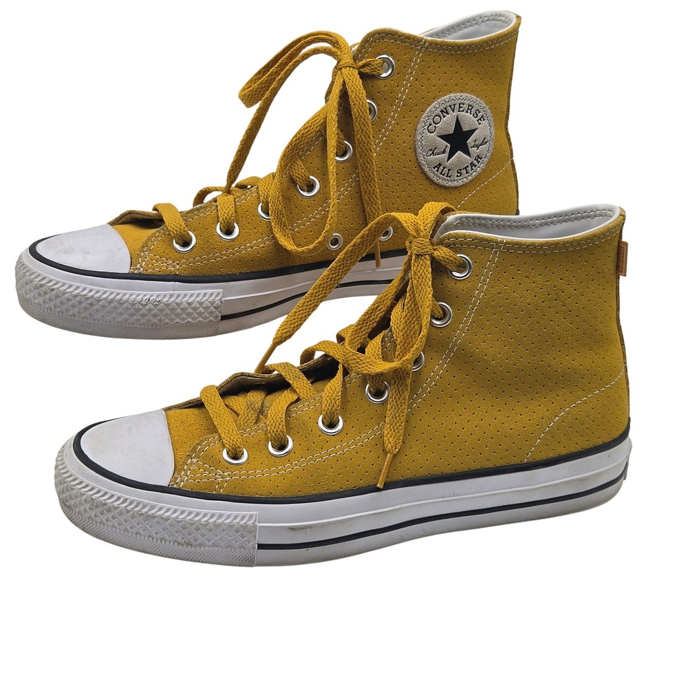 Converse Chuck Taylor All Star High Top Shoes Mens 5.5  Yellow Perforated Suede